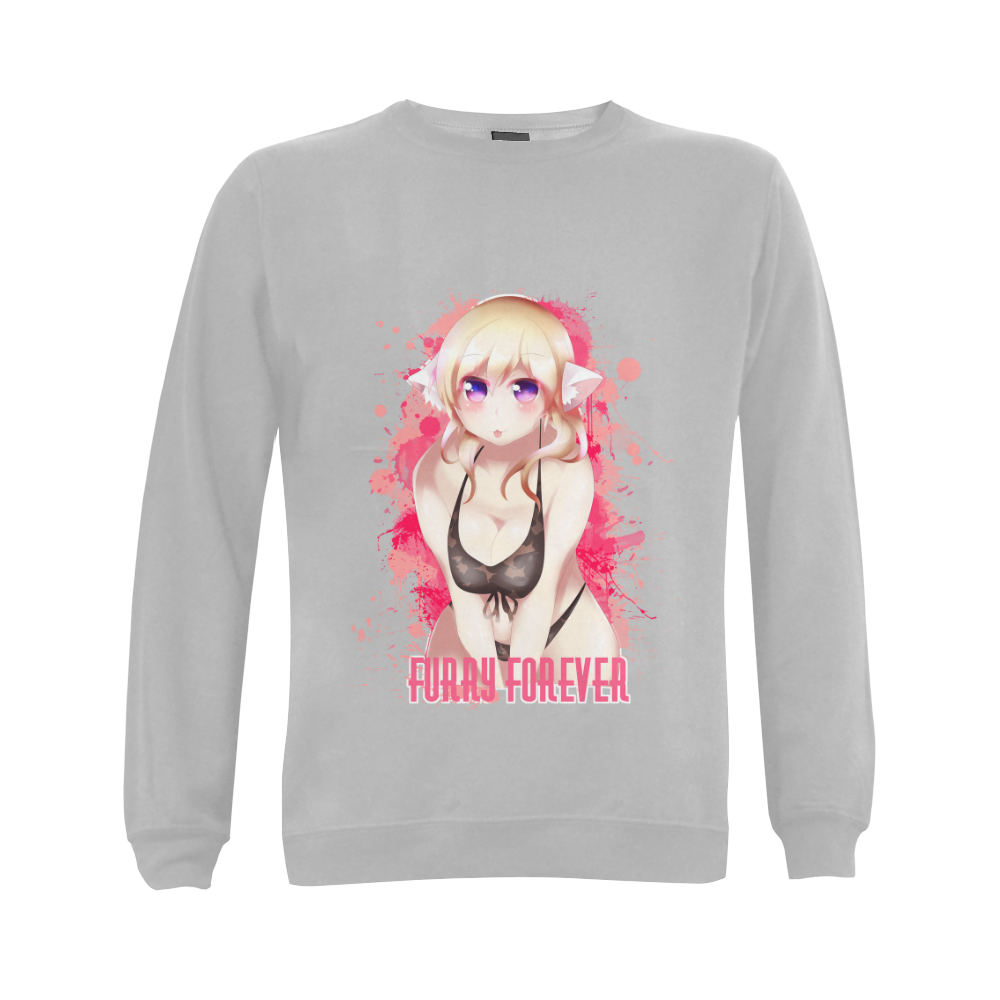 Blonde Hair Bikini Furry Girl Gildan Crewneck Sweatshirt(NEW) (Model H01)