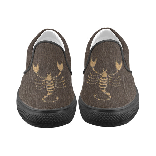 Leather-Look Zodiac Scorpio Women's Unusual Slip-on Canvas Shoes (Model 019)