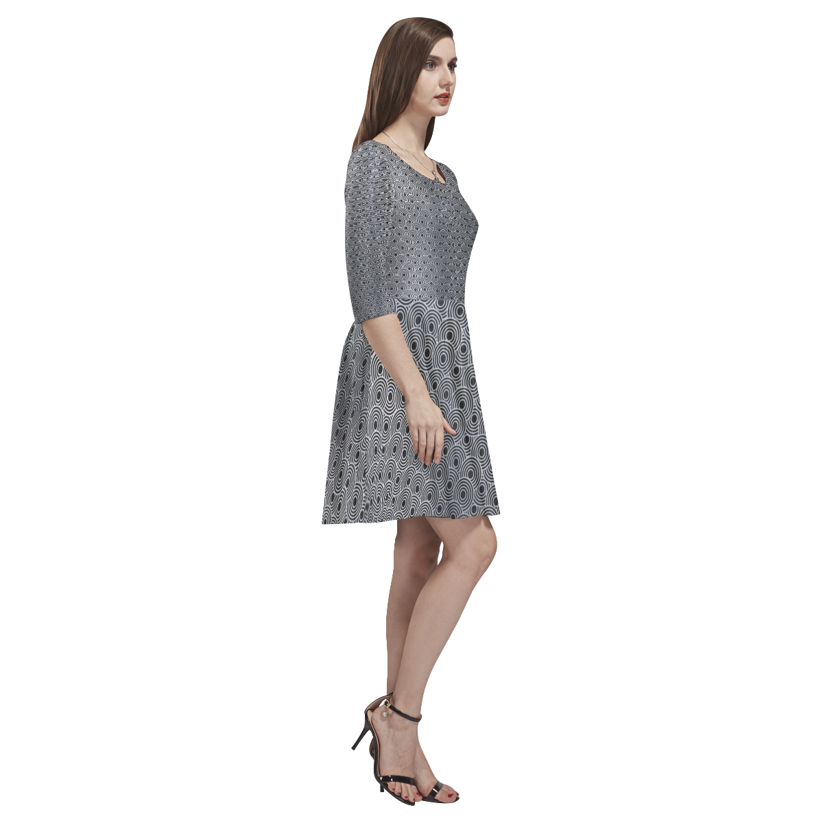 0002 Tethys Half-Sleeve Skater Dress(Model D20)