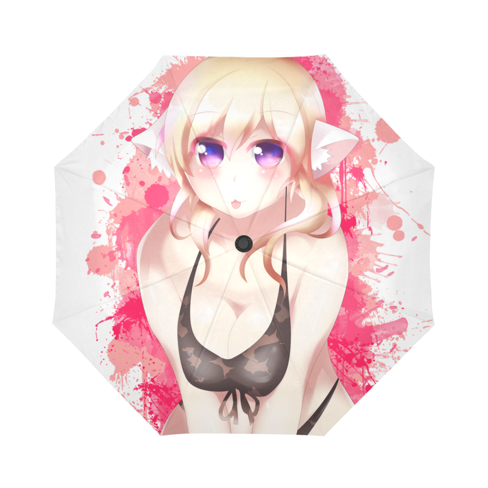 Blonde Hair Bikini Furry Girl Auto-Foldable Umbrella (Model U04)