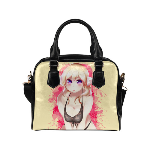 Blonde Hair Bikini Furry Girl with Background Shoulder Handbag (Model 1634)