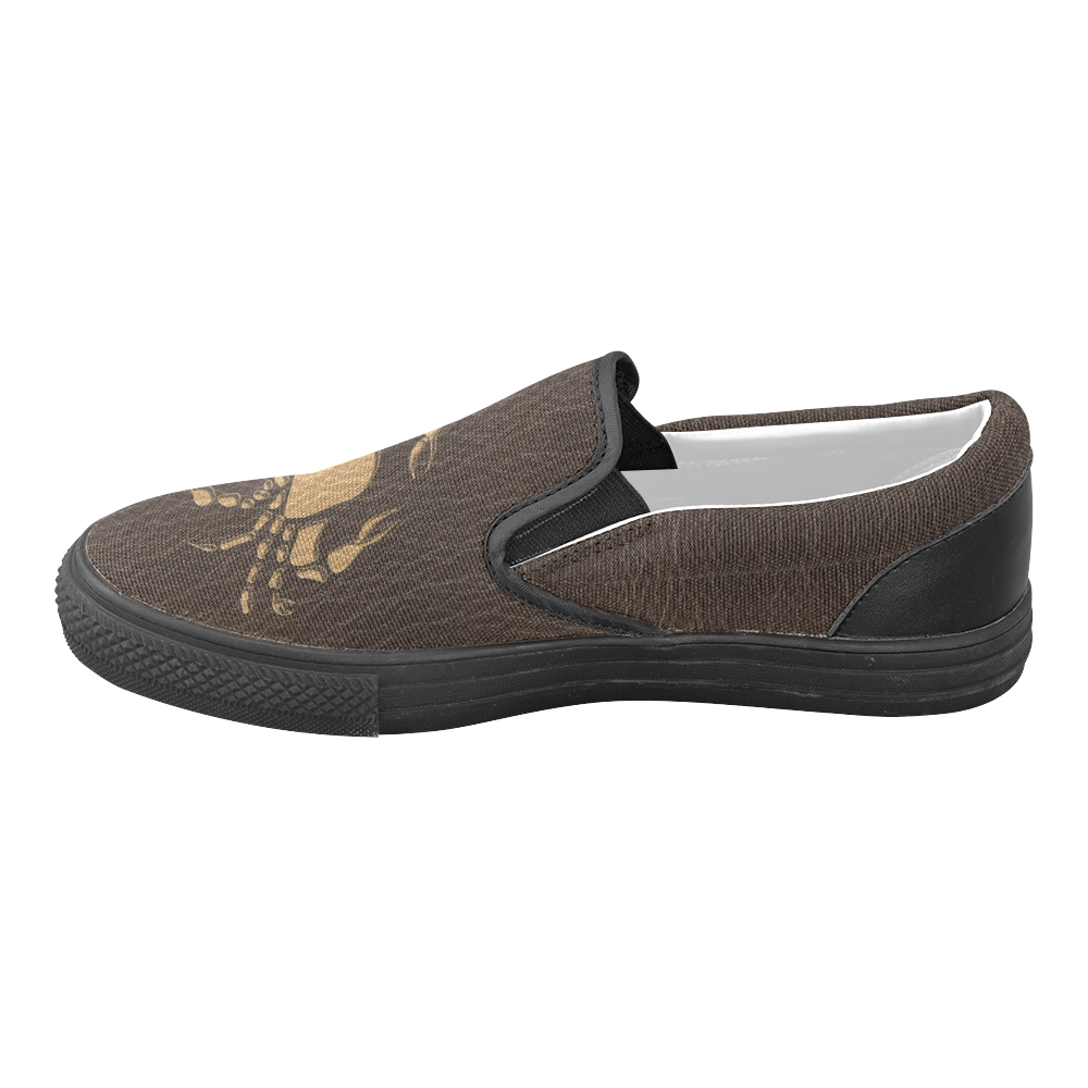 Leather-Look Zodiac Cancer Women's Unusual Slip-on Canvas Shoes (Model 019)