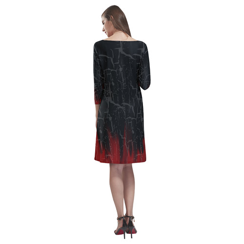 Cracked Flames Goth Print Rhea Loose Round Neck Dress(Model D22)