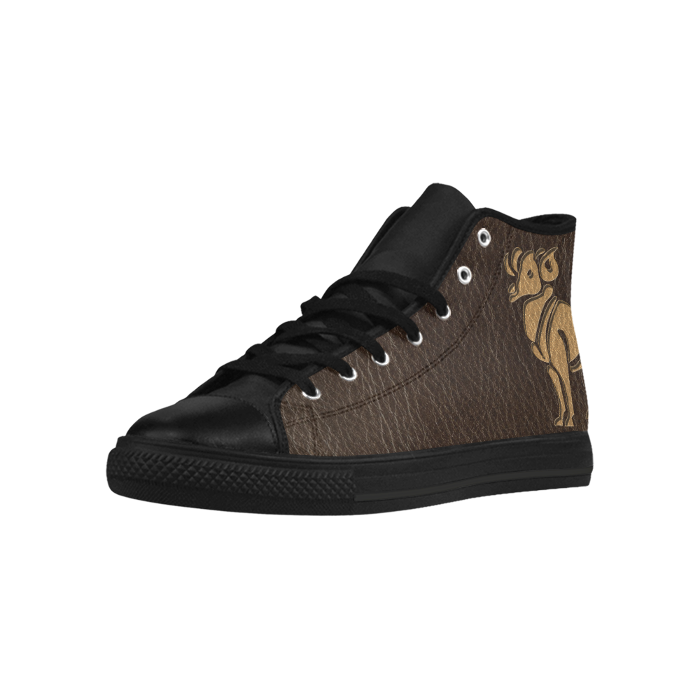 Leather-Look Zodiac Aries Aquila High Top Microfiber Leather Women's Shoes (Model 032)