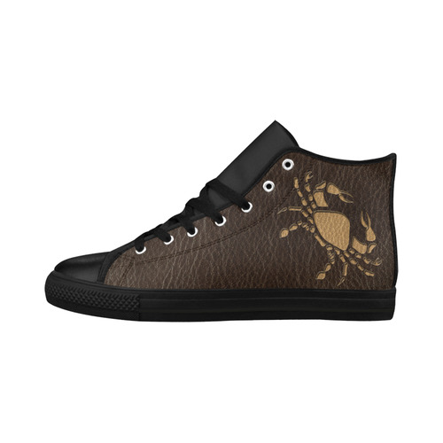 Leather-Look Zodiac Cancer Aquila High Top Microfiber Leather Women's Shoes (Model 032)
