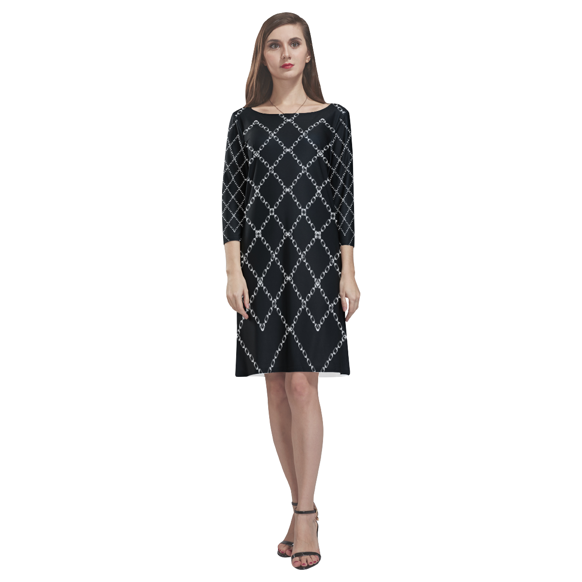 Chained Diamonds Goth Rhea Loose Round Neck Dress(Model D22)