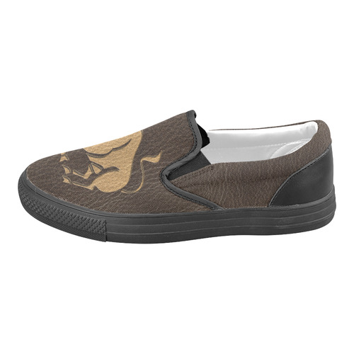 Leather-Look Zodiac Taurus Women's Unusual Slip-on Canvas Shoes (Model 019)