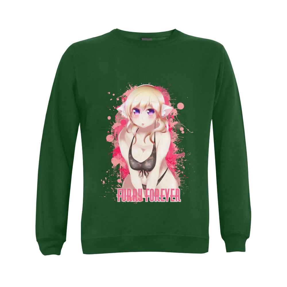 Blonde Hair Bikini Furry Girl Gildan Crewneck Sweatshirt(NEW) (Model H01)