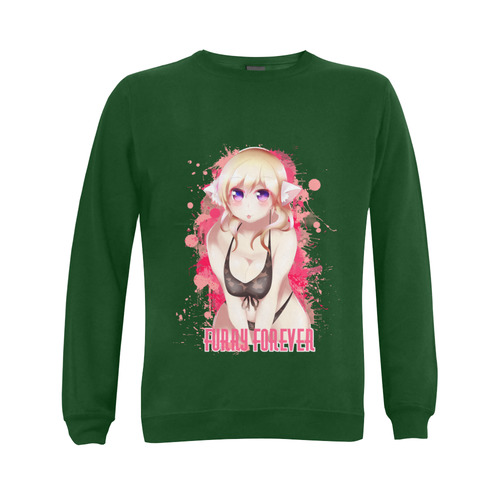 Blonde Hair Bikini Furry Girl Gildan Crewneck Sweatshirt(NEW) (Model H01)