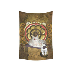 Steampunk, awseome cat clacks and gears Cotton Linen Wall Tapestry 40"x 60"