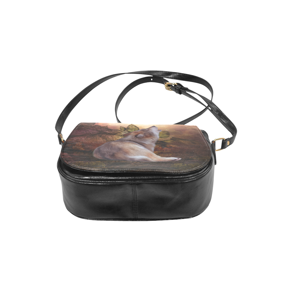 Beautiful wolf in the night Classic Saddle Bag/Small (Model 1648)