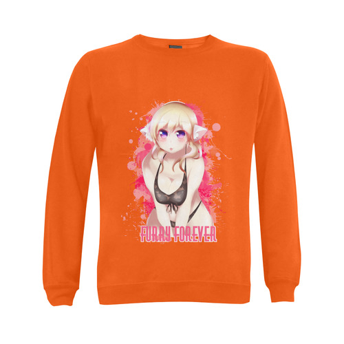 Blonde Hair Bikini Furry Girl Gildan Crewneck Sweatshirt(NEW) (Model H01)