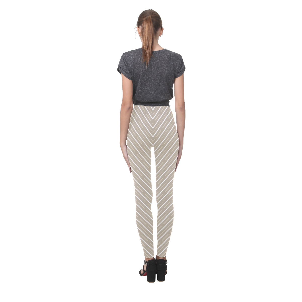 Beige and White Stripe Cassandra Women's Leggings (Model L01)