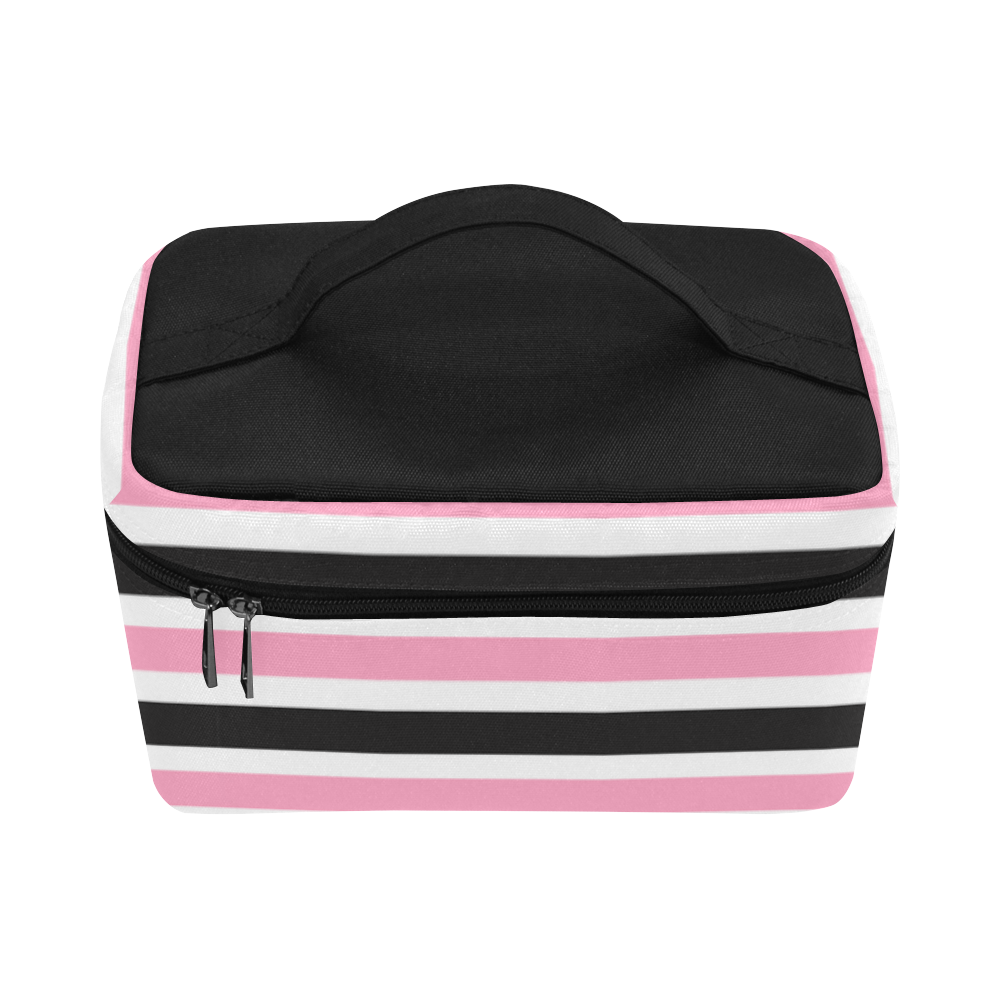 Pink Black Stripes Cosmetic Bag/Large (Model 1658)