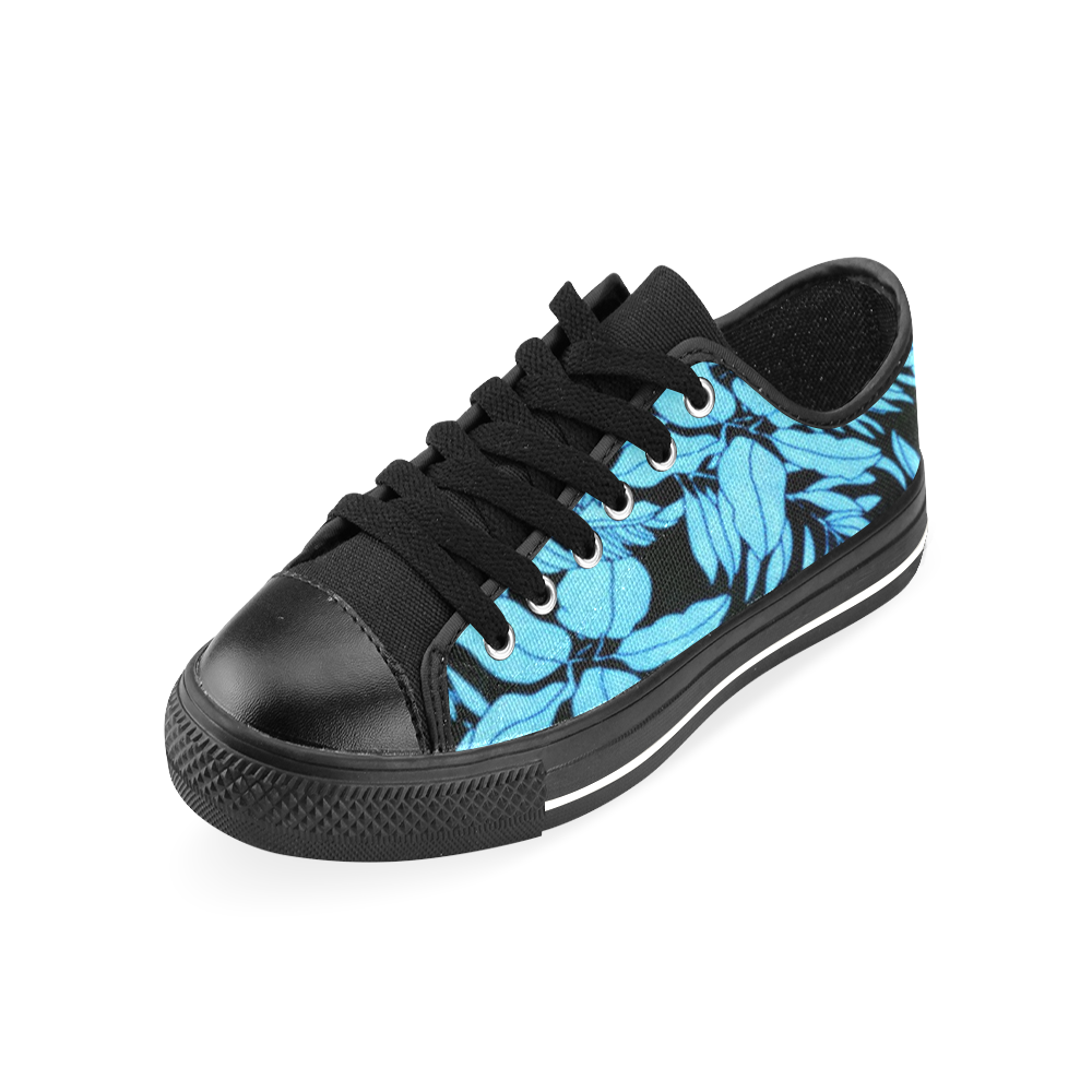 blue floral Men's Classic Canvas Shoes/Large Size (Model 018)