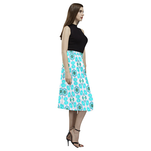 Aqua Geometric Aoede Crepe Skirt (Model D16)