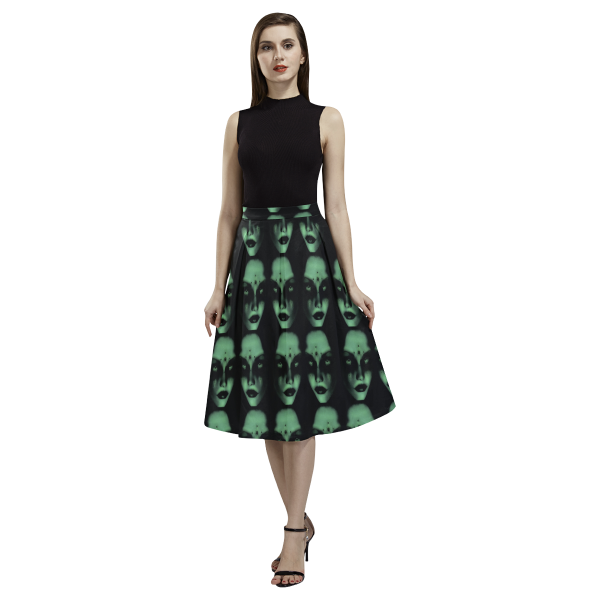 Gothic perfection green Aoede Crepe Skirt (Model D16)