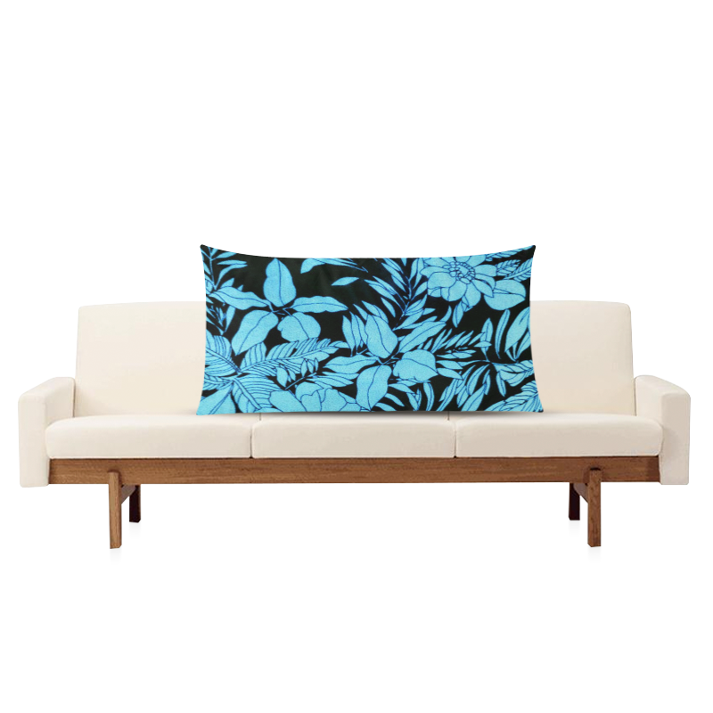 blue floral Rectangle Pillow Case 20"x36"(Twin Sides)