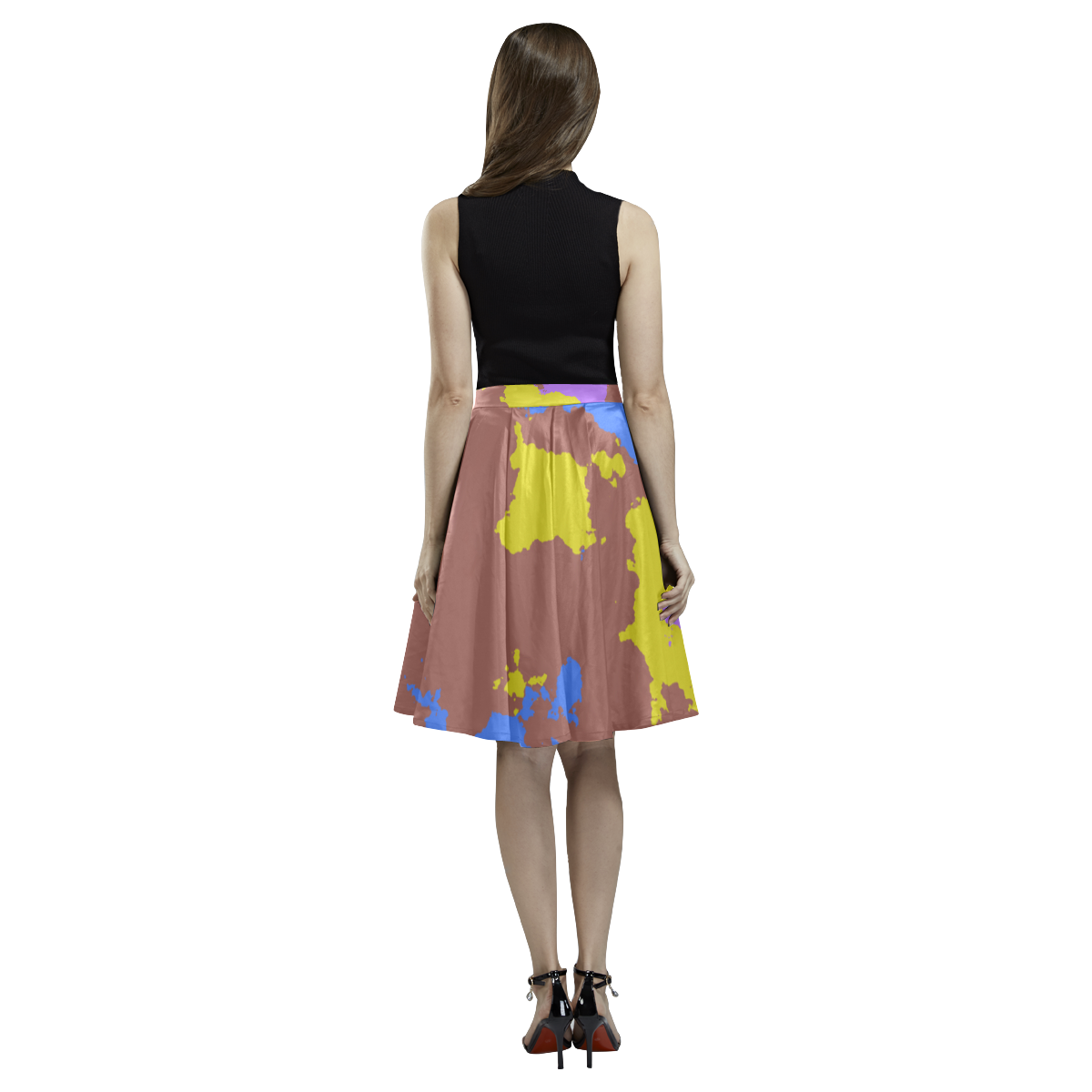 Retro texture Melete Pleated Midi Skirt (Model D15)