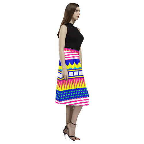 Rectangles waves and circles Aoede Crepe Skirt (Model D16)