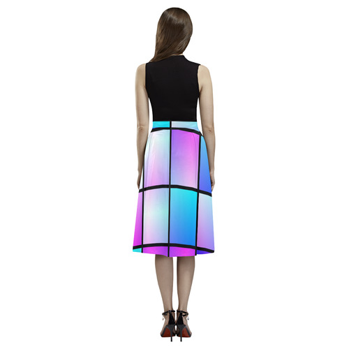 Gradient squares pattern Aoede Crepe Skirt (Model D16)