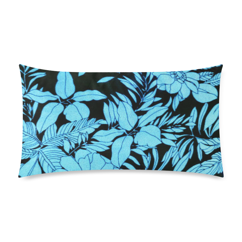 blue floral Rectangle Pillow Case 20"x36"(Twin Sides)