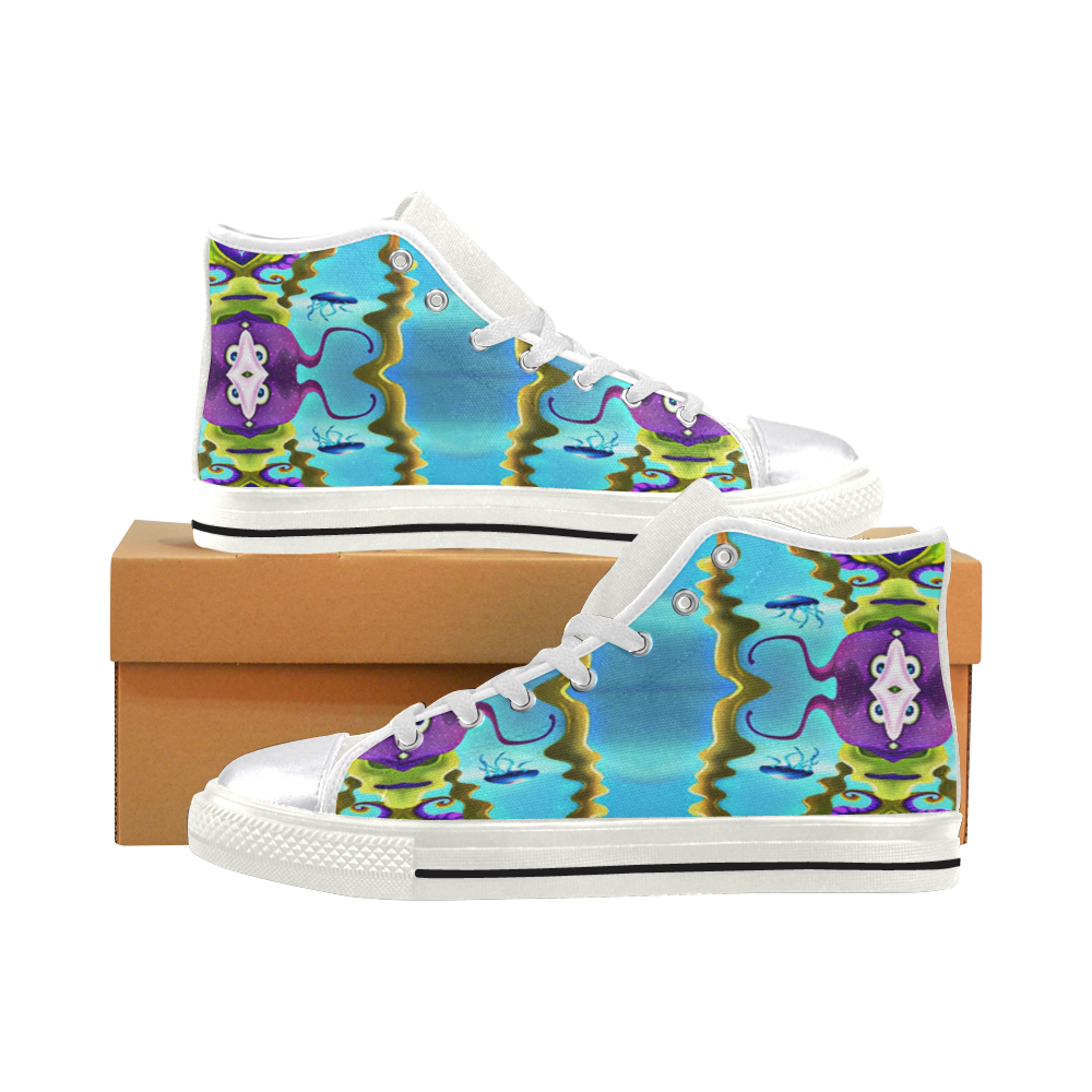 coral sea-unicornstyle-annabellerockz shoes Women's Classic High Top Canvas Shoes (Model 017)
