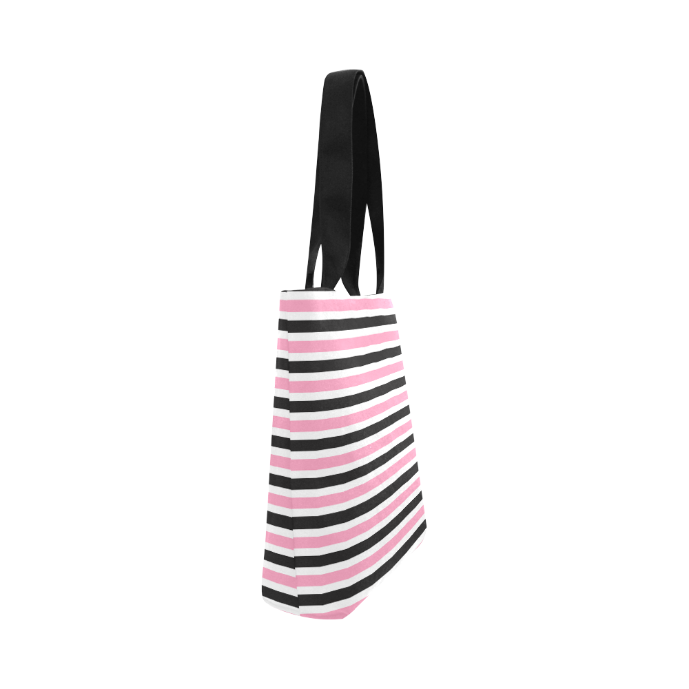 Pink Black Stripes Canvas Tote Bag (Model 1657)