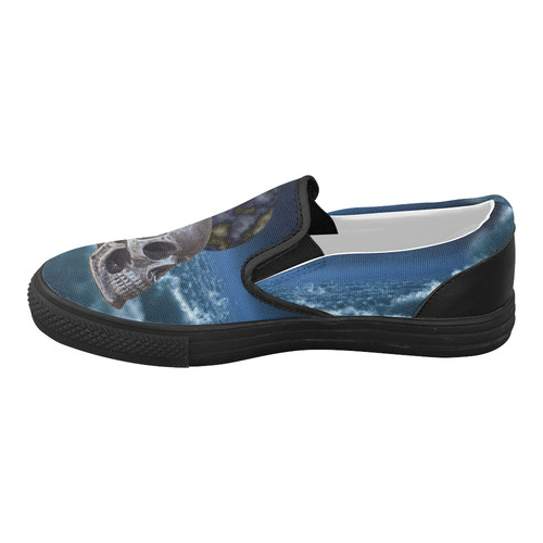 Skull and Moon Women's Slip-on Canvas Shoes (Model 019)