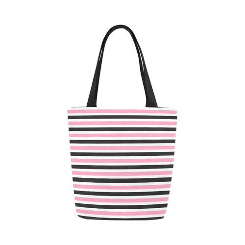 Pink Black Stripes Canvas Tote Bag (Model 1657)