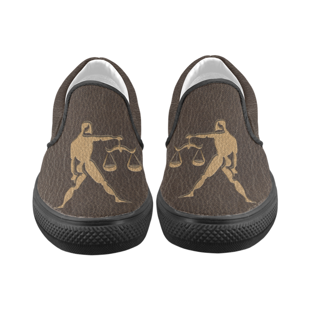 Leather-Look Zodiac Libra Men's Unusual Slip-on Canvas Shoes (Model 019)