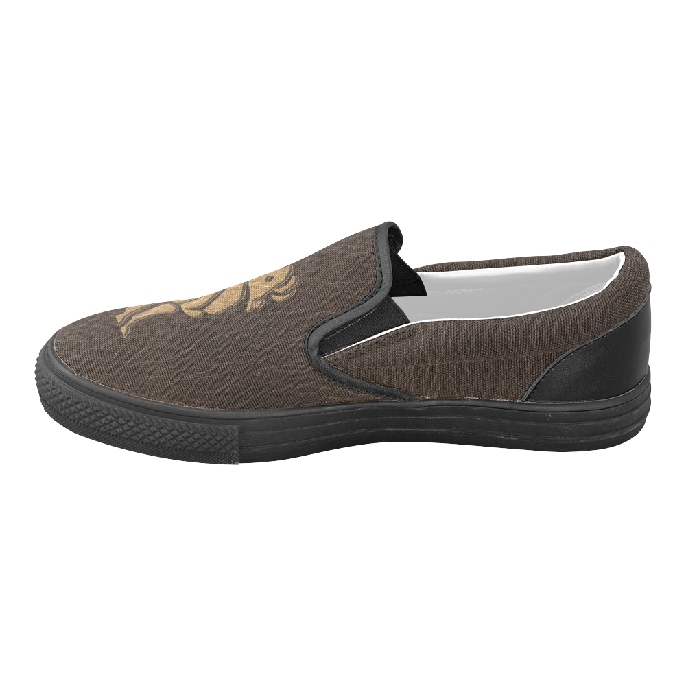 Leather-Look Zodiac Aries Men's Unusual Slip-on Canvas Shoes (Model 019)