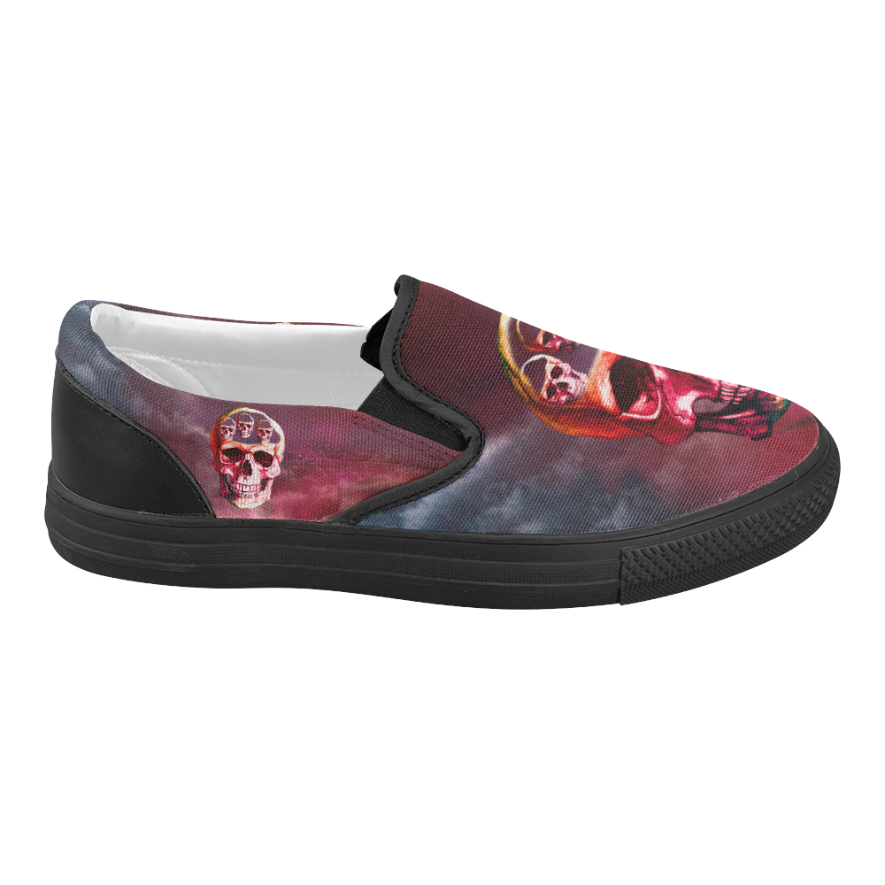 Funny Skulls Women's Slip-on Canvas Shoes (Model 019)