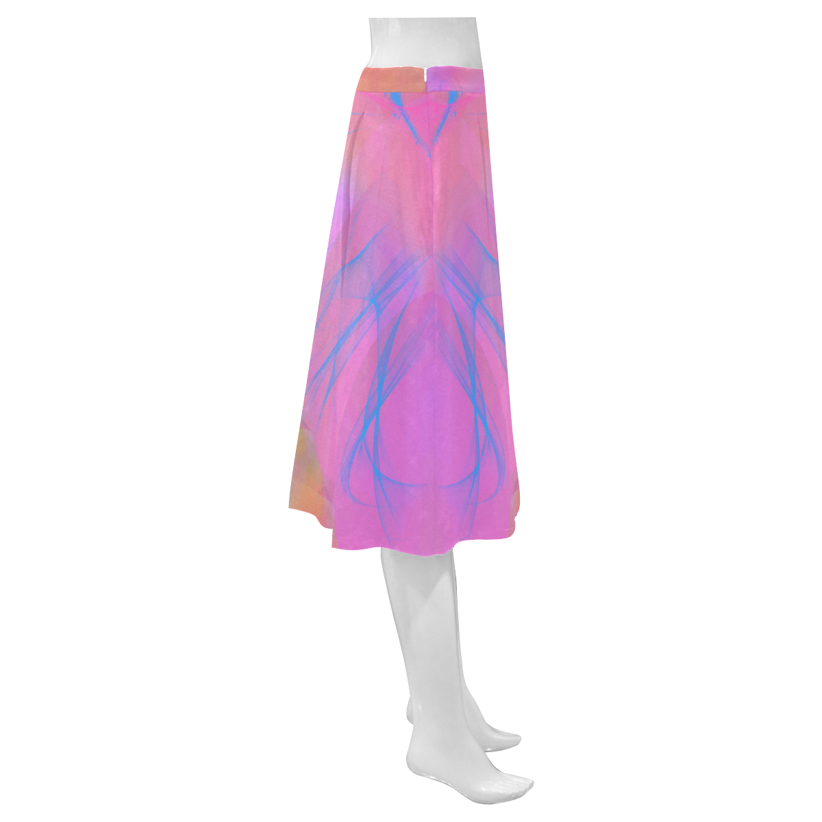 Pink and Orange Painted Fracta; Mnemosyne Women's Crepe Skirt (Model D16)