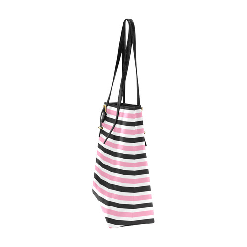 Pink Black Stripes Euramerican Tote Bag/Small (Model 1655)