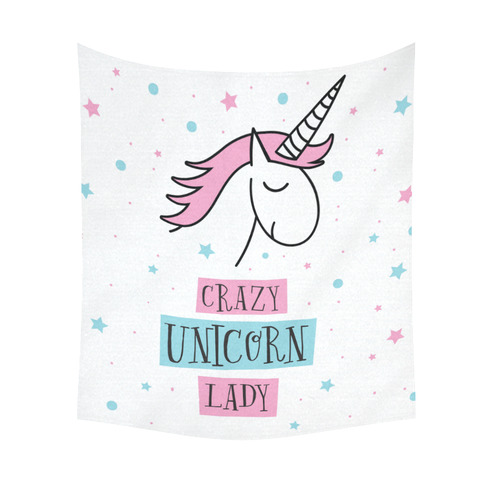 Crazy Unicorn Lady Cotton Linen Wall Tapestry 51"x 60"