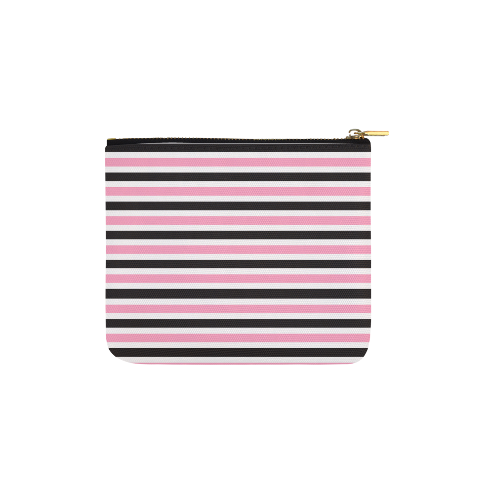 Pink Black Stripes Carry-All Pouch 6''x5''