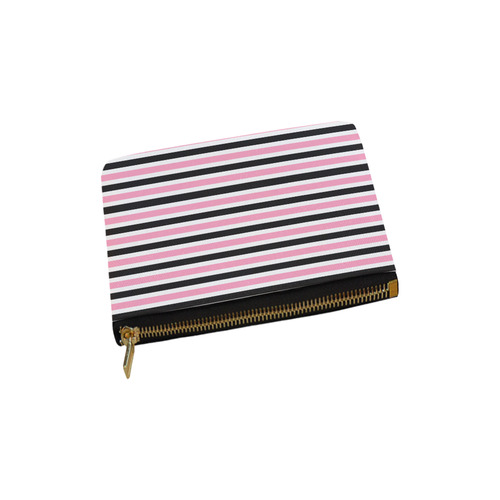 Pink Black Stripes Carry-All Pouch 6''x5''