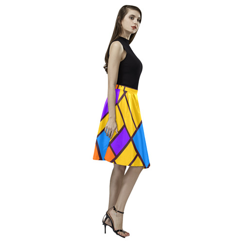 Shapes in retro colors Melete Pleated Midi Skirt (Model D15)