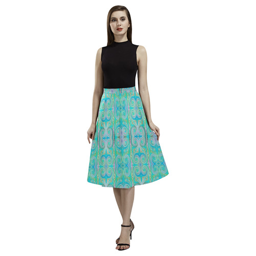 Multicolored Aquamarine Aoede Crepe Skirt (Model D16)