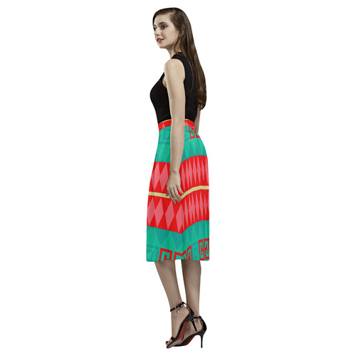 Rhombus stripes and other shapes Aoede Crepe Skirt (Model D16)