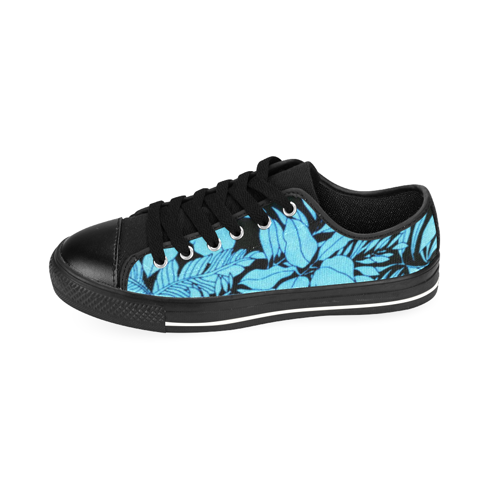 blue floral Men's Classic Canvas Shoes/Large Size (Model 018)