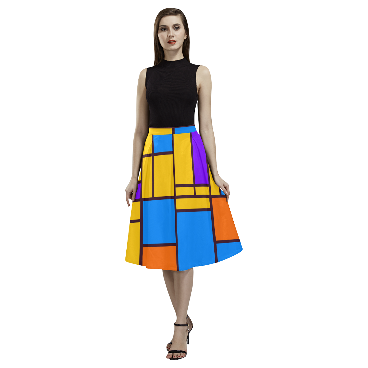 Shapes in retro colors Aoede Crepe Skirt (Model D16)