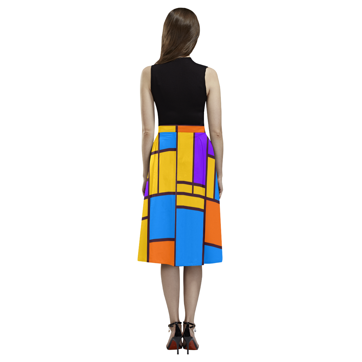 Shapes in retro colors Aoede Crepe Skirt (Model D16)