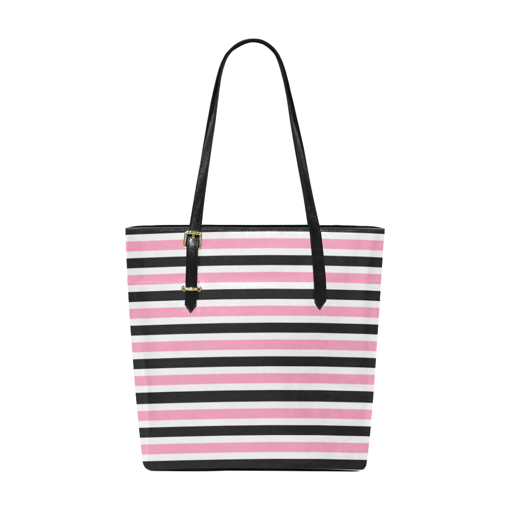 Pink Black Stripes Euramerican Tote Bag/Small (Model 1655)