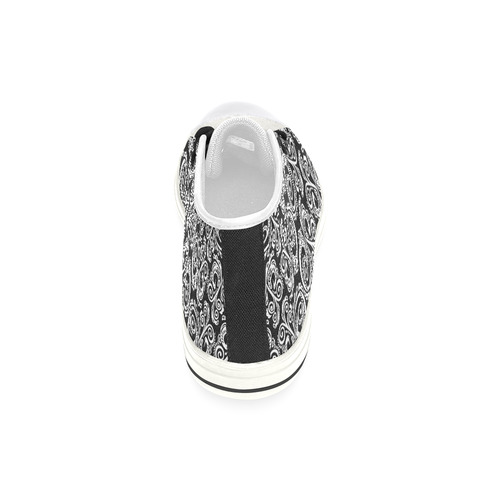 Scandinavian Peacock Black & White Women's Classic High Top Canvas Shoes (Model 017)