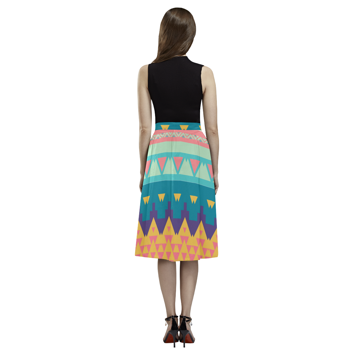 Pastel tribal design Aoede Crepe Skirt (Model D16)