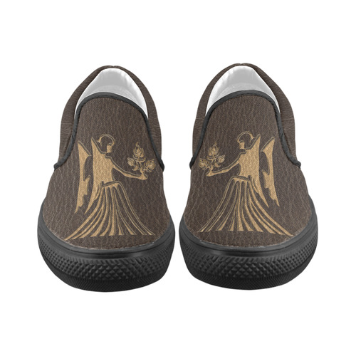 Leather-Look Zodiac Virgo Men's Unusual Slip-on Canvas Shoes (Model 019)
