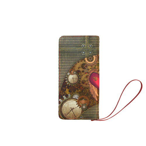 Steampunk, heart with wings Women's Clutch Wallet (Model 1637)