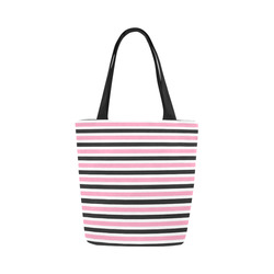 Pink Black Stripes Canvas Tote Bag (Model 1657)